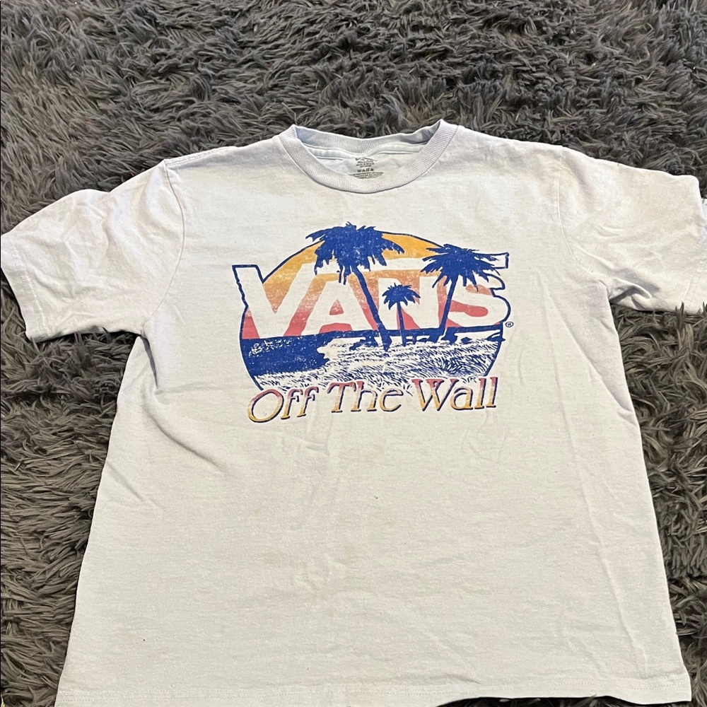Vans White Tee with Blue and Orange Graphic